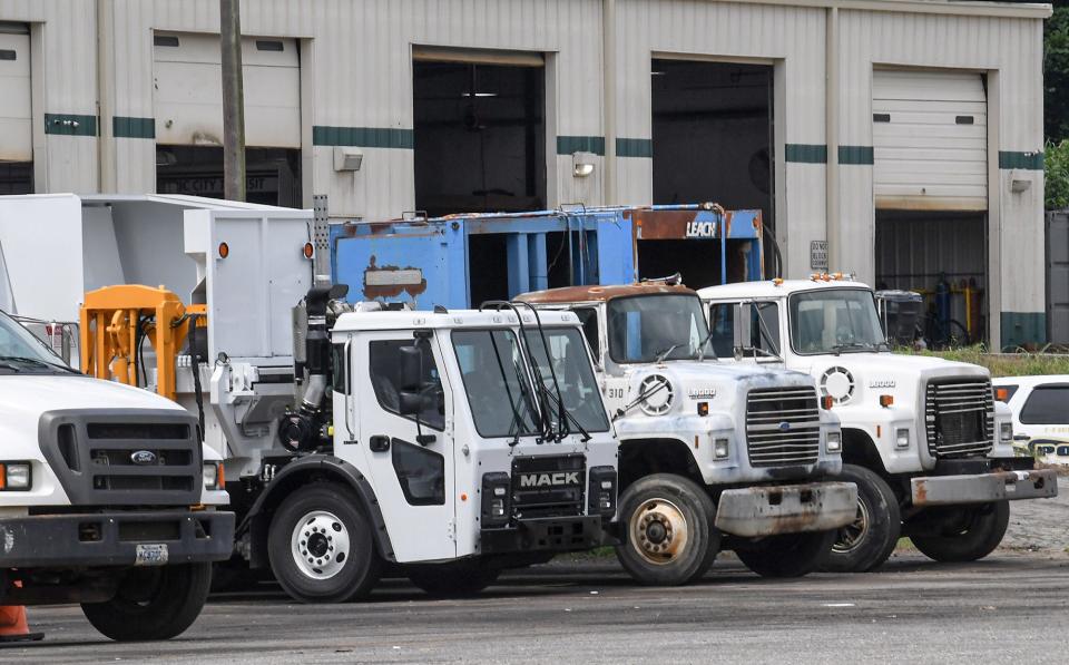 City sanitation trucks at the maintenance department in Anderson, S.C. Tuesday, June 14, 2022. 