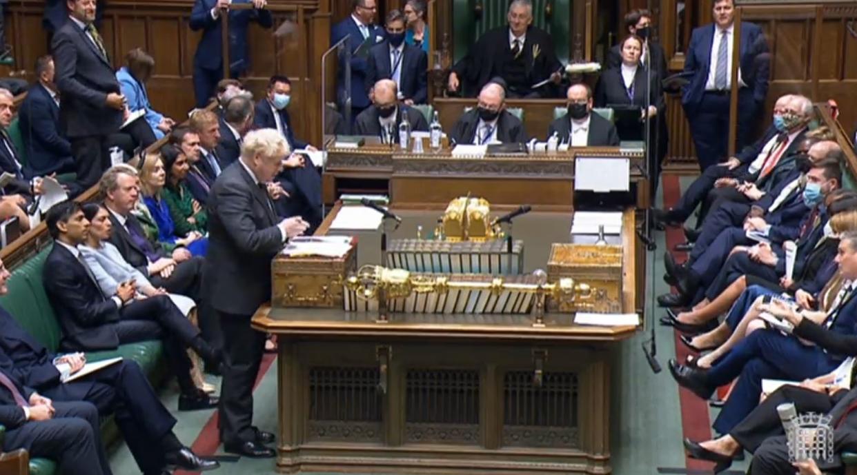 Prime Minister Boris Johnson speaks during Prime Minister's Questions in the House of Commons, London. (Photo by House of Commons/PA Images via Getty Images)