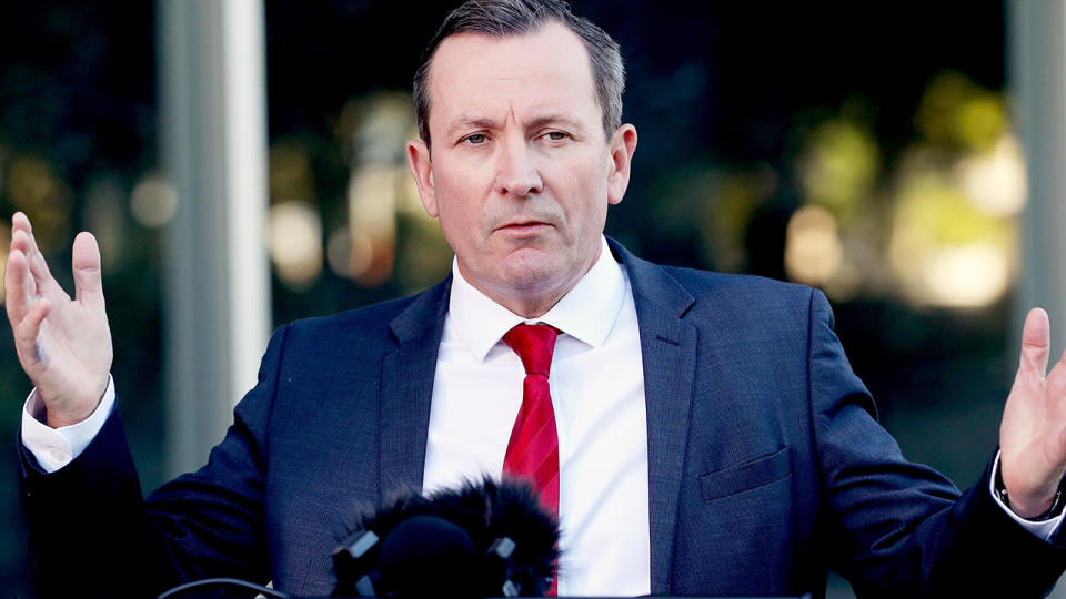 Western Australia Premier Mark McGowan, pictured here speaking to the media in Perth. 