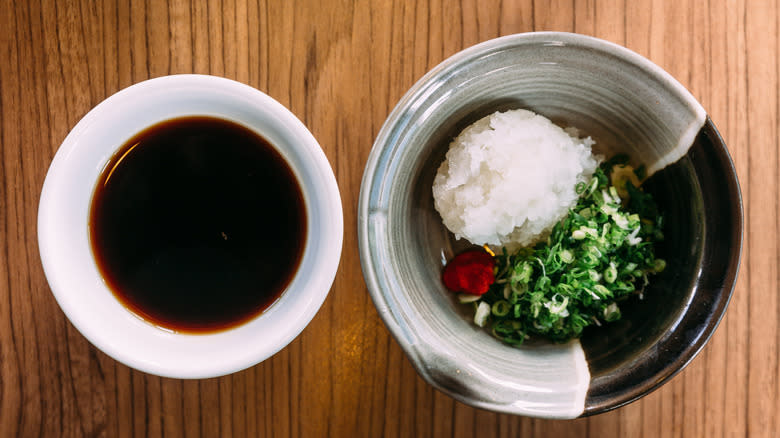 ponzu sauce with accompaniments