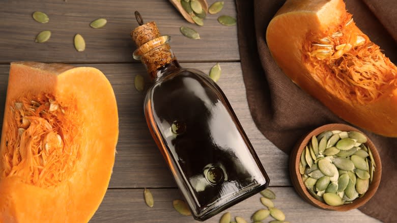 Pumpkin with seeds and oil