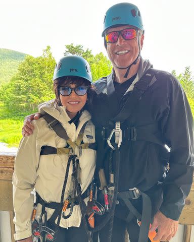 <p>Marie Osmond Instagram</p> Marie Osmond ziplining with her husband Steve Craig in August 2023.