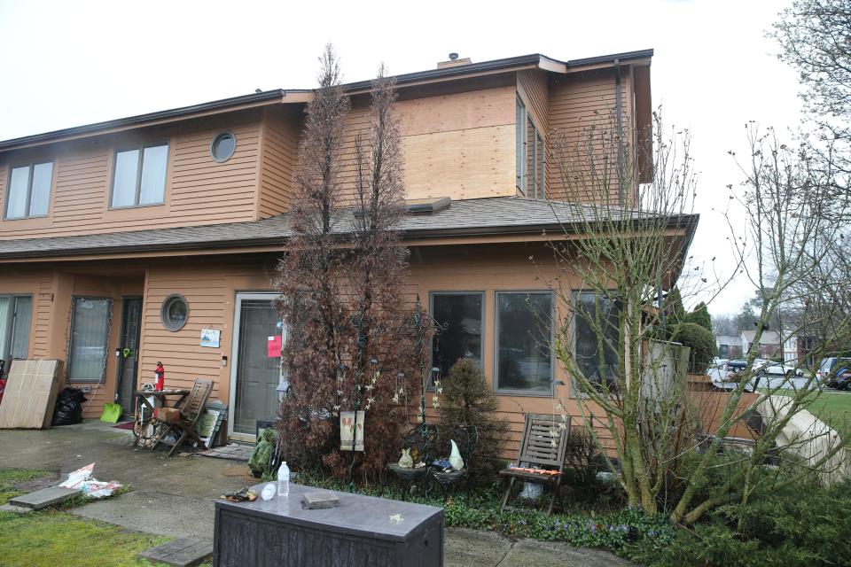 The scene of an early Wednesday morning fire at 136 Northrup Drive in Brick Township is shown Thursday, March 28, 2024. A female resident escaped the blaze there after being alerted by smoke detectors.