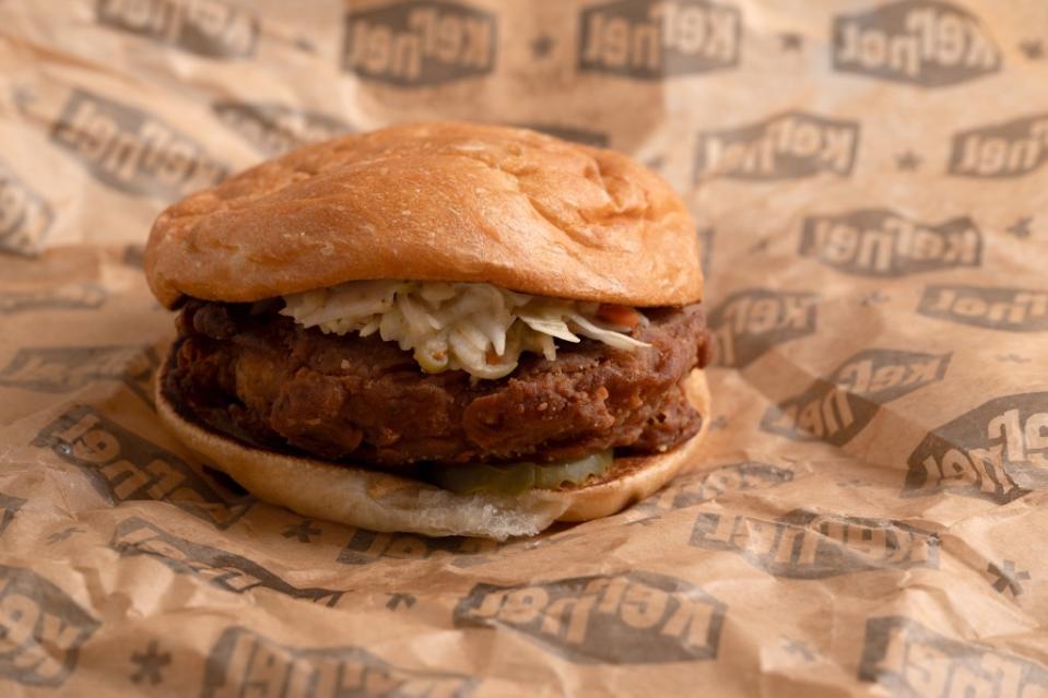 Kernel’s crispy chicken sandwich is neither crispy nor chicken. Paige Kahn/NY Post