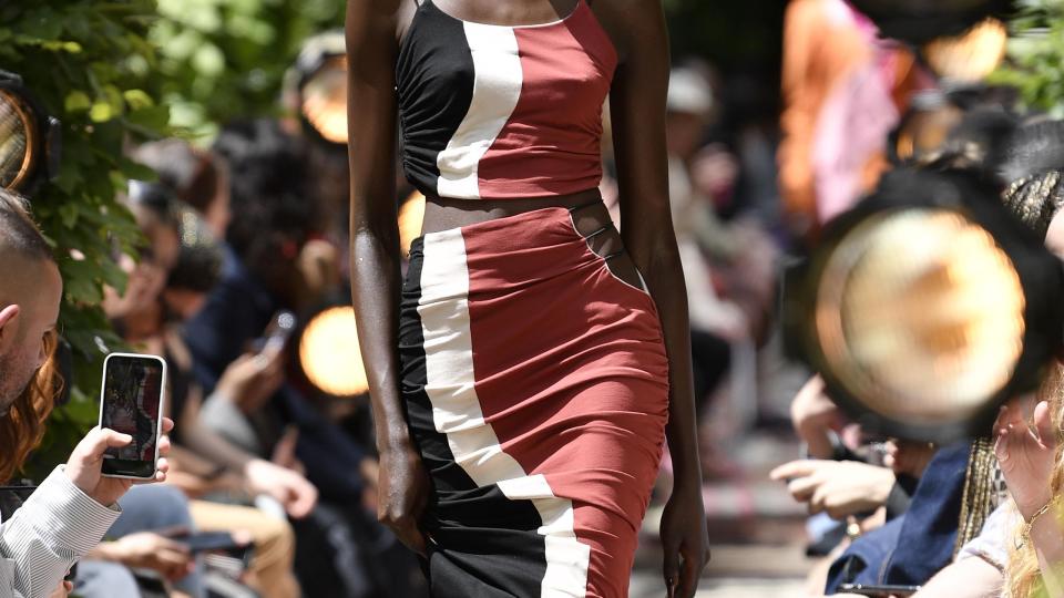 london, united kingdom june 12 a model walks the runway during the ahluwalia ready to wear spring summer 2023 men fashion show as part of the london fashion week men on june 12, 2022 in london, england photo by victor virgilegamma rapho via getty images