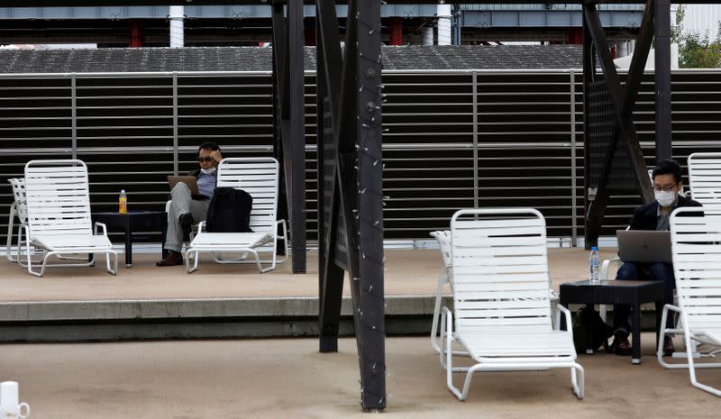 'Amusement Workation' lets teleworkers work from a Ferris wheel and pool side amid the coronavirus disease (COVID-19) outbreak at Yomiuriland in Tokyo