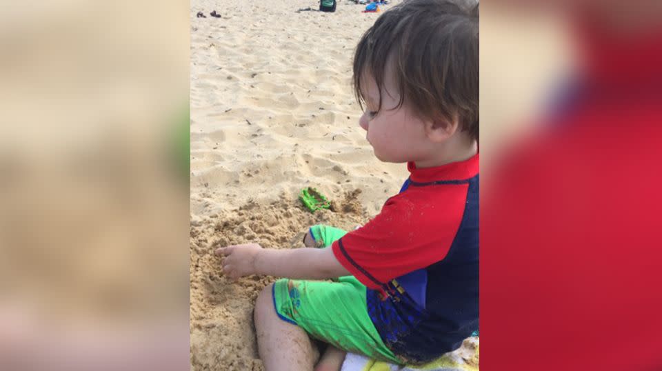 Little Cashten was walking down to Umina Beach when he stepped on the discarded needle. Source: Supplied