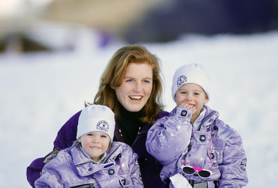 KLOSTERS, SWITZERLAND - DECEMBER 28:  The Duchess Of York During A Skiing Holiday With Her Daughters, Princess Beatrice And Princess Eugenie In Klosters, Switzerland  (Photo by Tim Graham Photo Library via Getty Images)