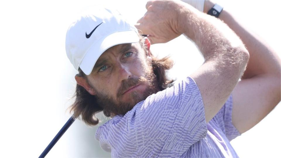 Tommy Fleetwood tees off at the third hole in Sunday's final round