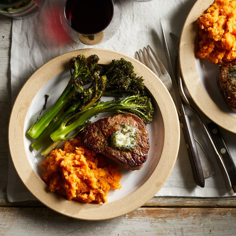 Filet Mignon for Two with Sweet Potato Mash