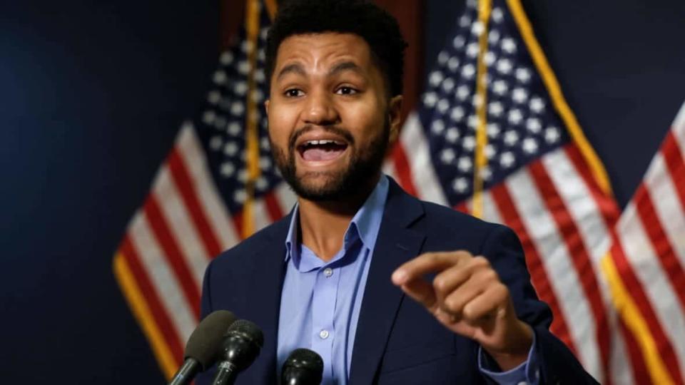 Rep. Maxwell Frost speaks with reporters in the U.S. Capitol in Washington. In an interview with theGrio, the Florida Democrat decried the deadly Memphis police beating of Tyre Nichols, saying the incident underscores a police culture rooted in white supremacy. (Photo: Anna Moneymaker/Getty Images)