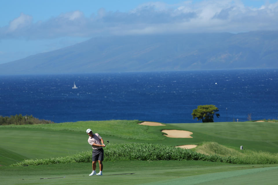 Tom Kim durante uma rodada de treinos na terça-feira.  (Kevin C. Cox/Imagens Getty)