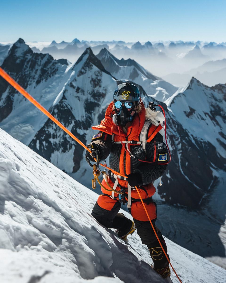 Holland native Jenn Drummond climbs a section of K2 near the summit