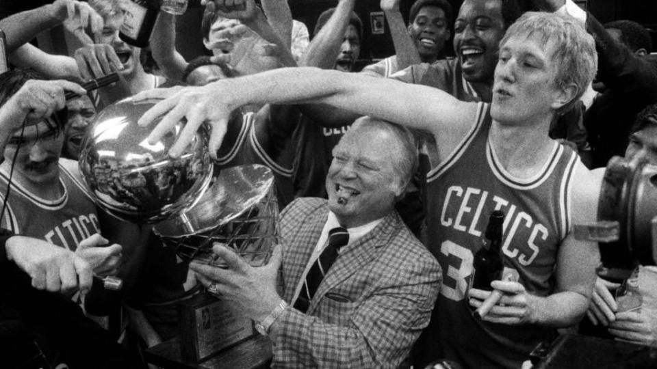 Michael Chiklis as Red Auerbach and Sean Patrick Small in "Winning Time" Season 2, Episode 3 (Photo credit: HBO)