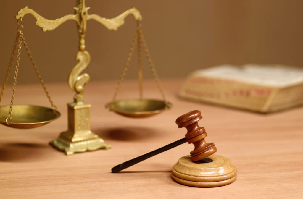 a gavel and the scales of justice