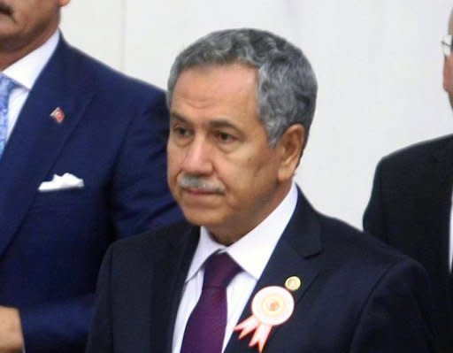 Turkey's Vice Prime Minister Bulent Arinc, pictured in 2011, said Syria's shooting of a Turkish warplane was a "hostile act of the highest order" ahead of NATO emergency talks