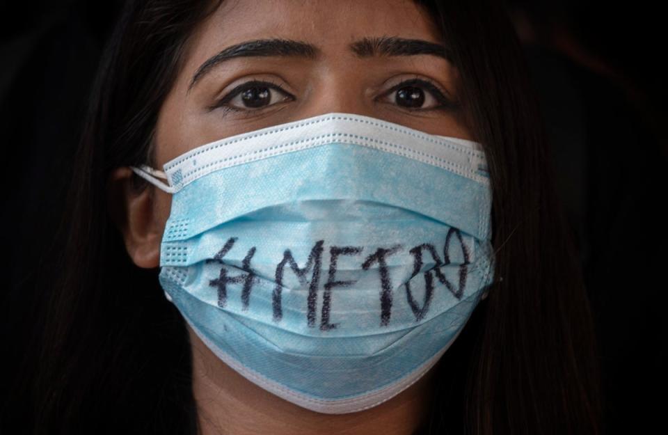 Hundreds of women marched against the rising rape and domestic violence rates against women, in Kathmandu last month  (EPA)