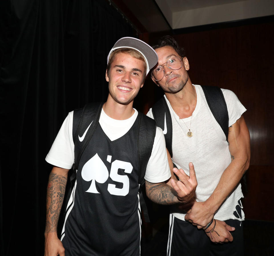 Justin Bieber and Carl Lentz attend the 2017 Aces Charity Celebrity Basketball Game at Madison Square Garden on Aug. 13, 2017.<span class="copyright">Shareif Ziyadat—Getty Images</span>