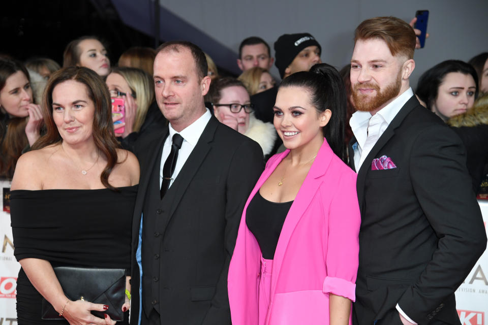 (left to right) Betty Moffatt, Mark Moffatt, Scarlett Moffatt and Luke Crodden attending the National Television Awards 2017 held at the O2, London. Photo credit should read: Doug Peters/EMPICS Entertainment