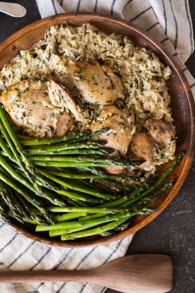 <strong>Get the <a href="https://lovelylittlekitchen.com/one-pot-chicken-and-rice-dinner/" target="_blank">One Pot Chicken and Rice Dinner</a> recipe from Lovely Little Kitchen</strong>