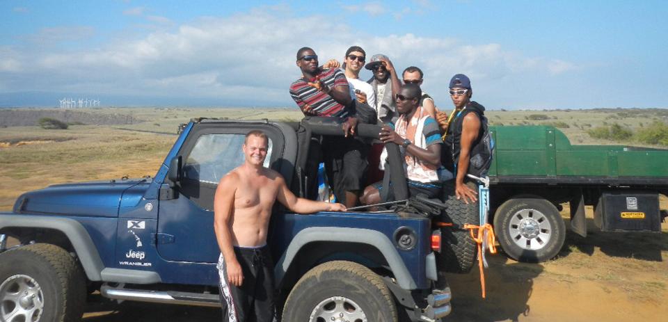 Mike Hardin, left, is the president of the Big Island Jeep Club, stands with friends he went on a recent Jeep trip with.