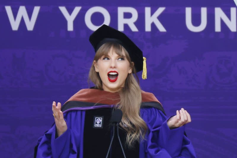 Honorary Doctor of Fine Arts Taylor Swift stars in "The Eras Tour." File Photo by John Angelillo/UPI