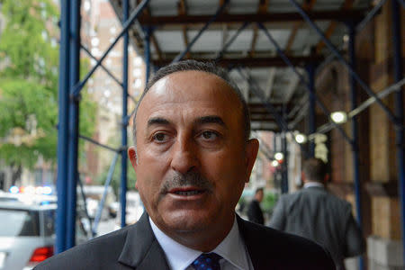 Turkey's Minister of Foreign Affairs Mevlut Cavusoglu arrives at a meeting to discuss the Rohingya situation during the United Nations General Assembly in New York City, U.S. September 18, 2017. REUTERS/Stephanie Keith