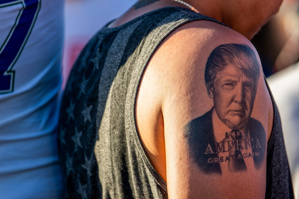 A Trump supporter attends the former president's rally in Waco, Texas, on March 25, 2023. (Brandon Bell / Getty Images)