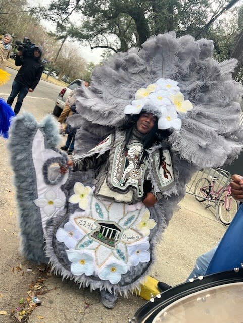 The Black Masking Indians Golden Comanche Tribe on Mardi Gras day 2024. (WGNO/LBJ)