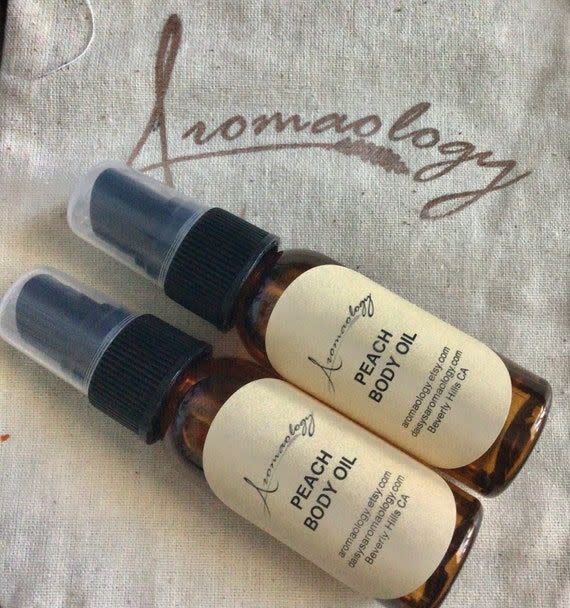 1) Aromaology Sample Peach Body Oil