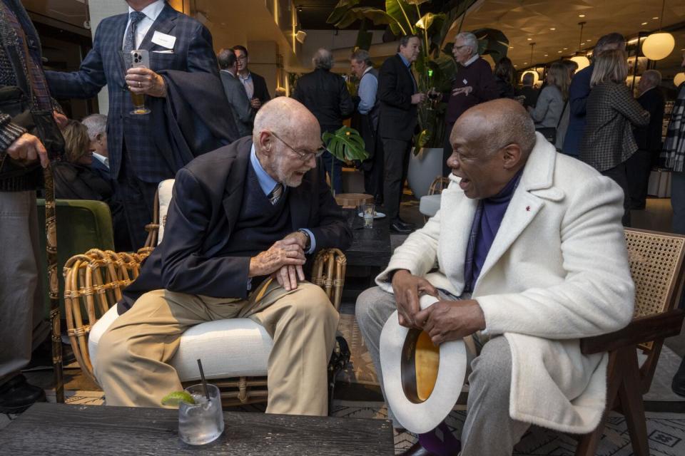 George Skelton and Willie Brown sit and talk.