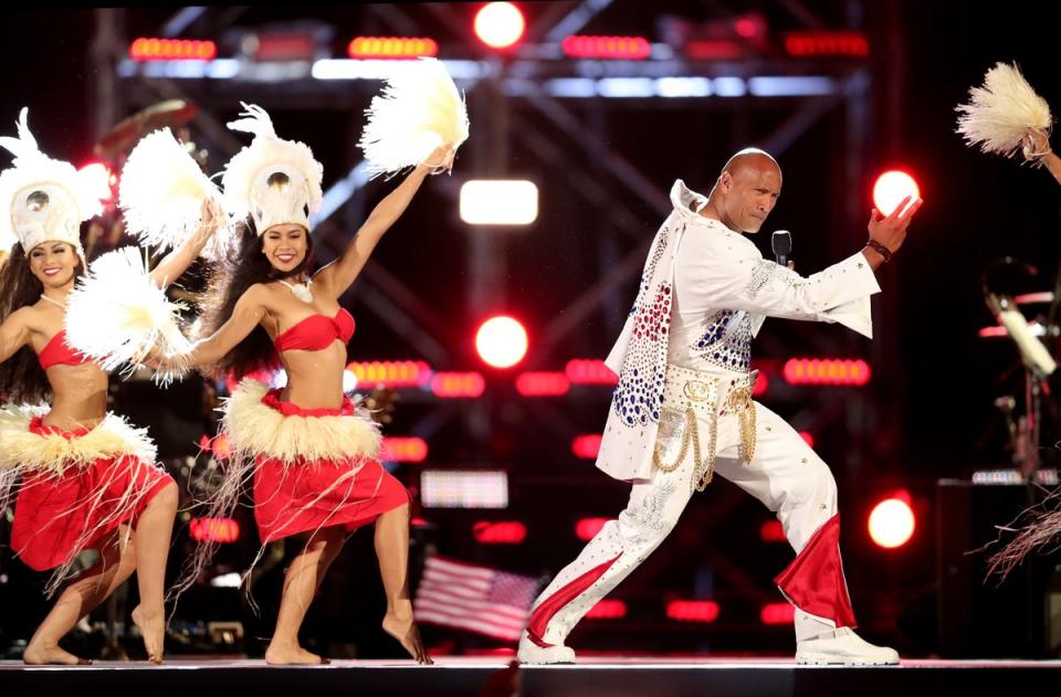 The Rock performs onstage during Spike's “Rock the Troops” event (Christopher Polk/Getty Images for Spike)