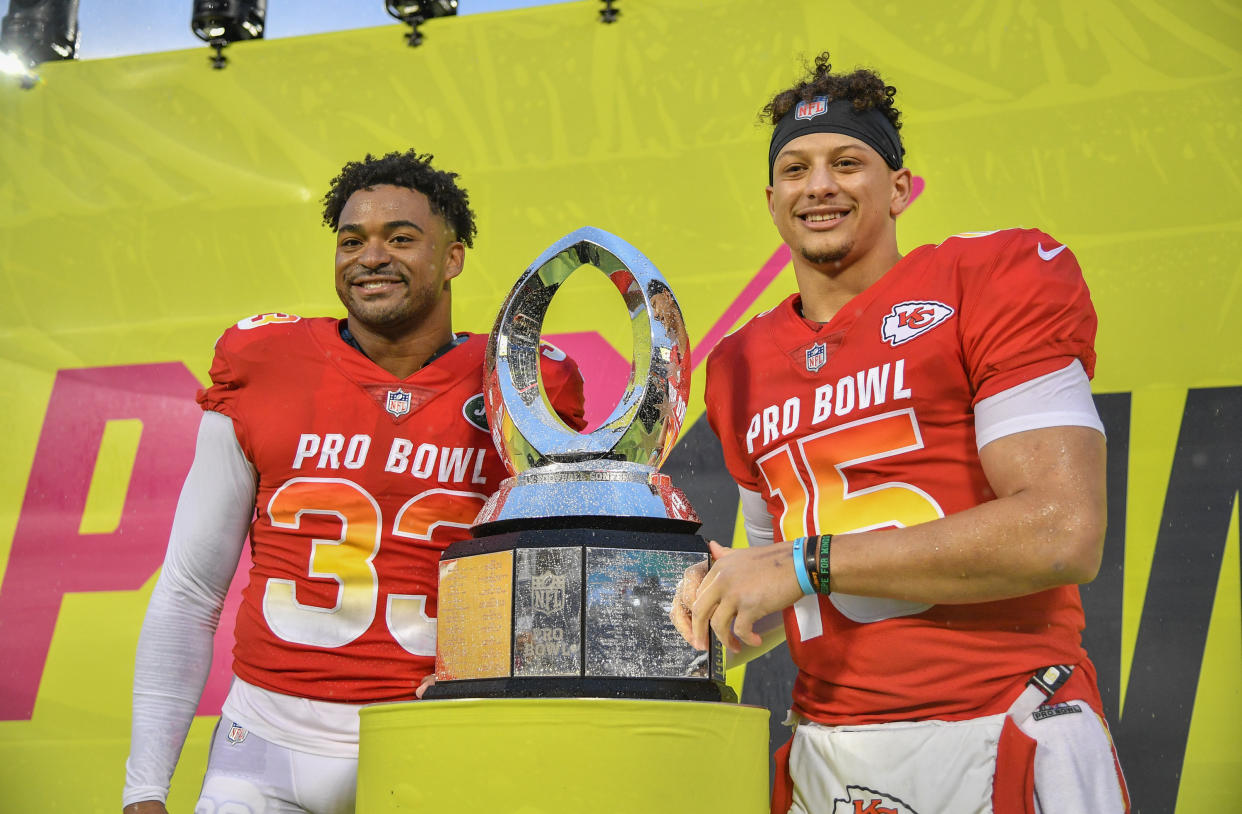 Jamal Adams and Patrick Mahomes earned MVP honors at the Pro Bowl. (Getty)