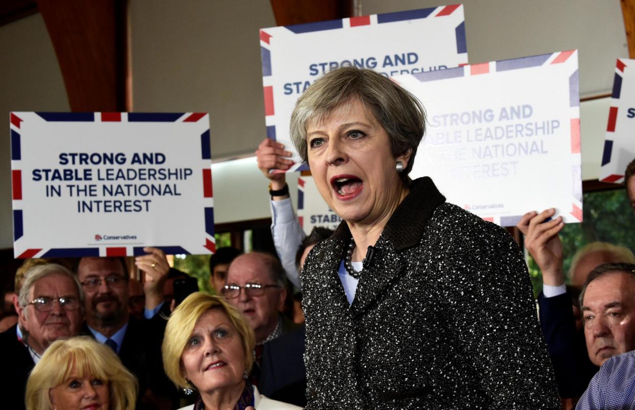 Six times Theresa May gave the people of Wales the choice between her ‘strong and stable leadership’ and a supposed coalition of chaos: PA
