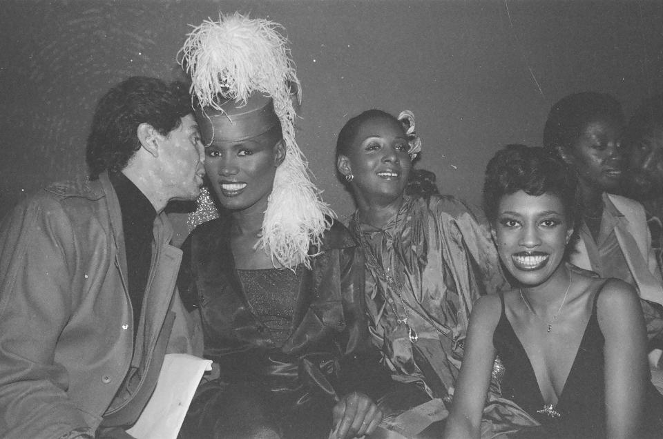 NEW YORK, NY - 1978: Grace Jones at Studio 54, c 1978, in New York City.  (Photo by Sonia Moskowitz/Getty Images)