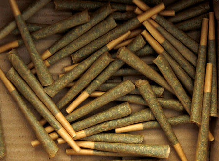FILE PHOTO: Newly prepared cigarettes filled with medical marijuana are seen at a plantation near the northern Israeli city of Safed, in this June 11, 2012 file picture. REUTERS/Baz Ratner/File Photo