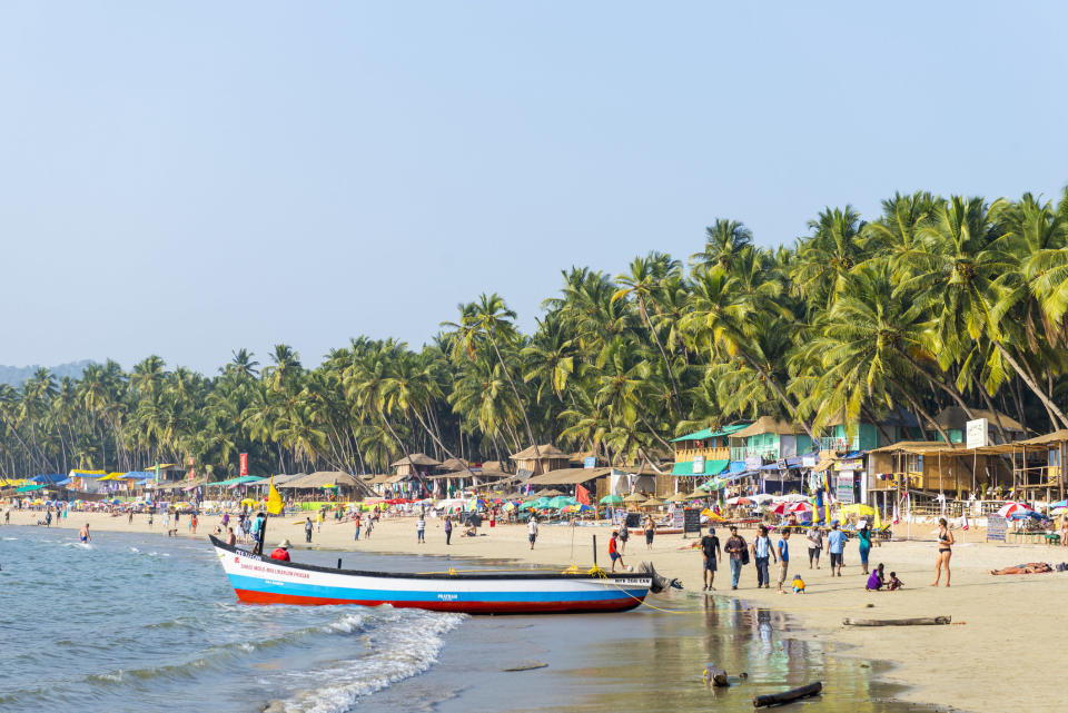 A busy beach in Goa.