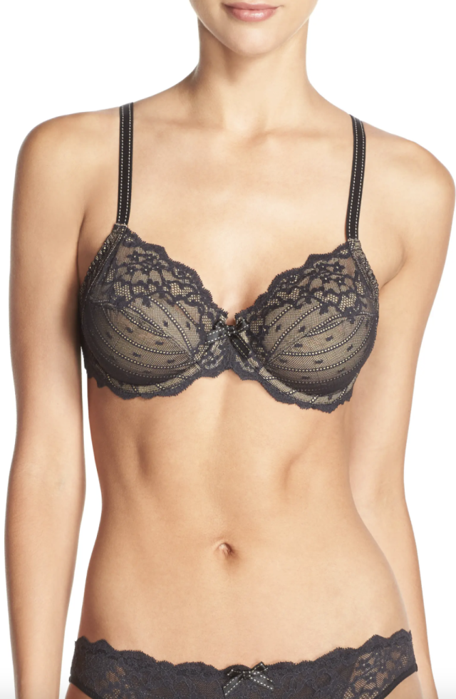 Skin tone transparent bra with black piping Caffe Latte – Love and Hate  Europe