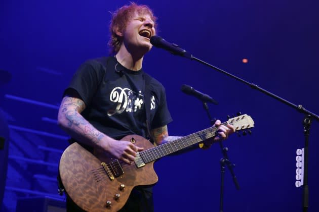 Ed Sheeran performs live on stage as he plays a surprise support set for The Darkness at The Roundhouse on December 09, 2023 in London, England - Credit: Simone Joyner/Getty Images