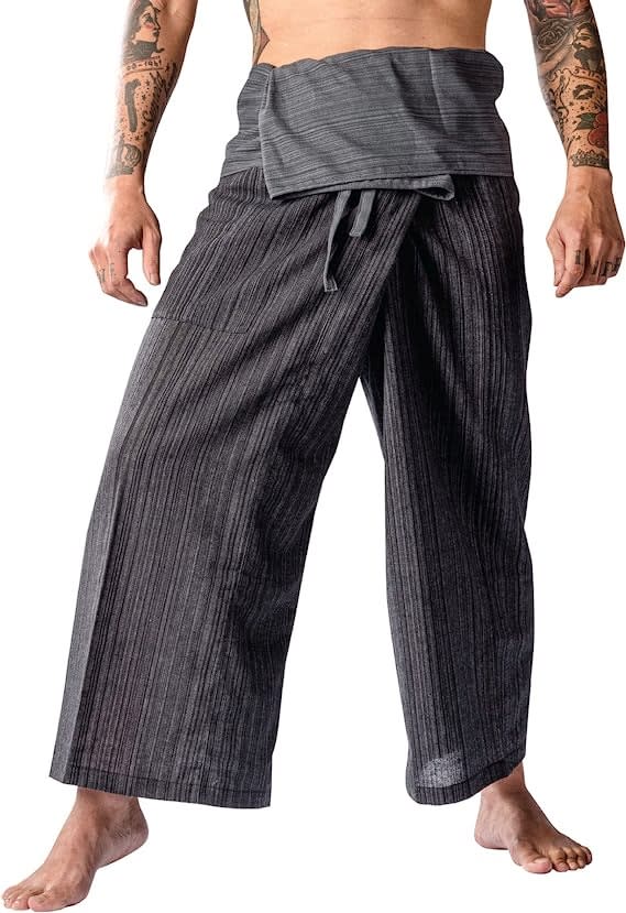 wide leg stripe fisherman pants