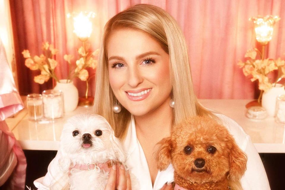 <p>Lauren Dunn</p> Meghan Trainor with two of her four dogs