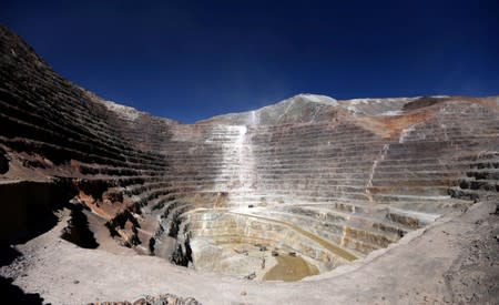 FILE PHOTO: An open pit at Barrick Gold Corp's Veladero gold mine is seen in Argentina's San Juan province