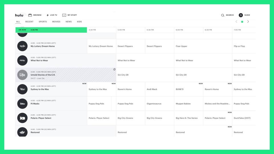 Hulu Live TV Guide