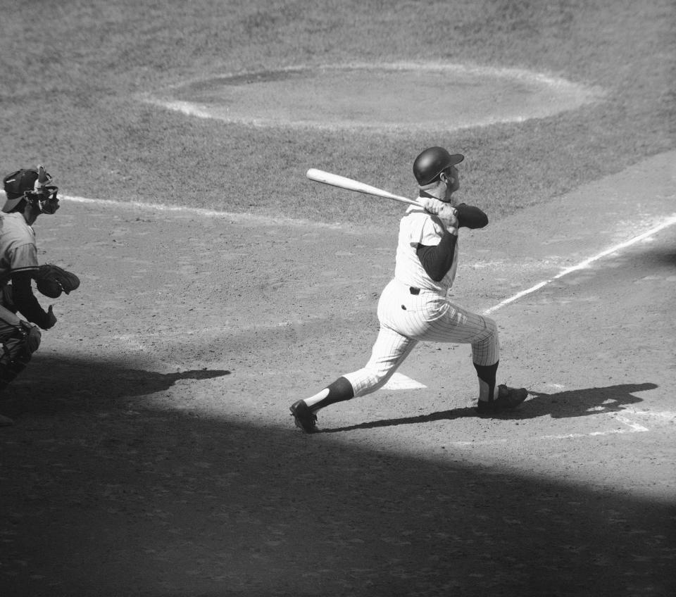 <p>The greatest individual baseball season is very debatable because of how the game has changed both technically and demographically over the years. But Mantle’s 1956 year checks off all the boxes. He won the rare batting triple crown, leading the league in average (.353), home runs (52) and RBIs (130). This is especially impressive because he had to beat out legendary hitter Ted Williams in all those categories. For the stat nerds, he also led the league in wins above replacement (11.2) by a lot, with the next-best player coming in at 8.3. </p>