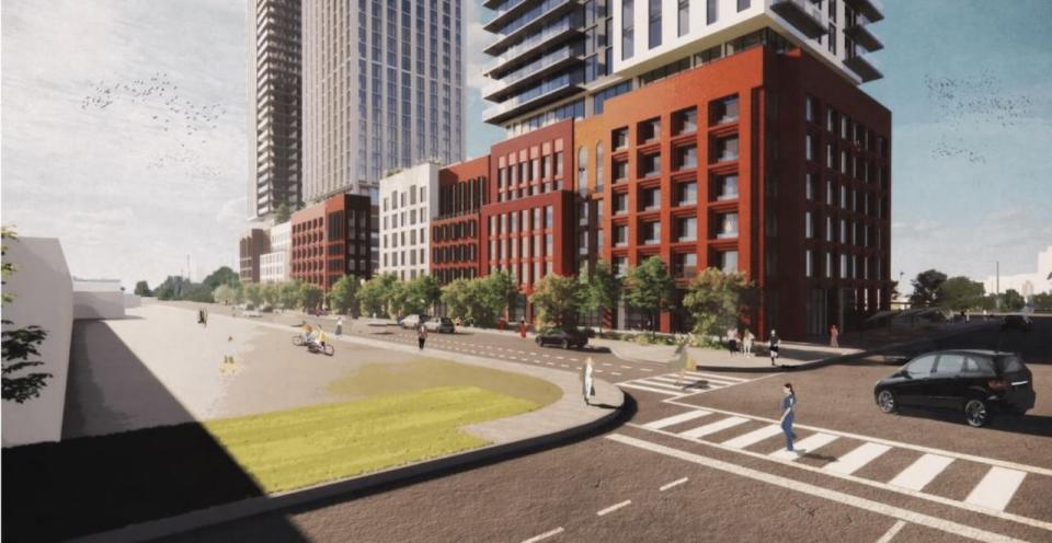 A rendering of the streetscape at Brigil's proposed development at 265 Catherine Street.