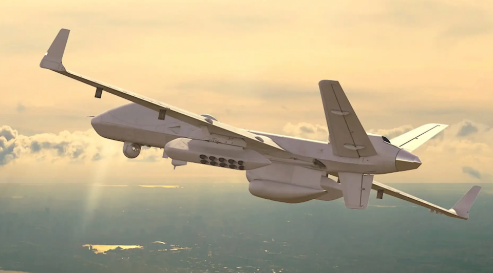 An artist’s conception of a fully configured MQ-9B SeaGuardian drone. The exact configuration of those being procured by Taiwan is not yet clear. <em>General Atomics</em>