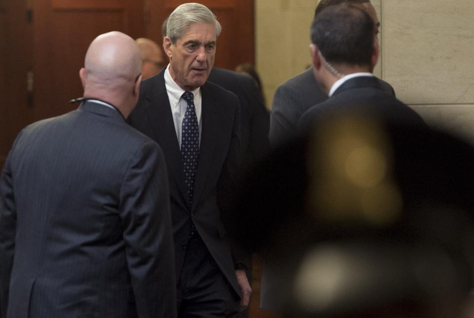 Former FBI Director Robert Mueller, special counsel on the Russian investigation, arrives for a meeting with members of the U.S. Senate Judiciary Committee at the Capitol in Washington, on June 21.
