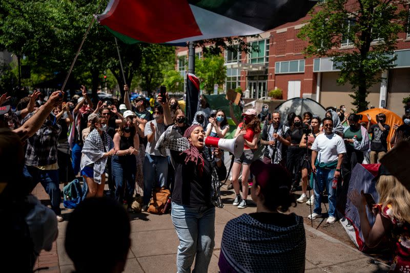 Activists and students protest at George Washington University