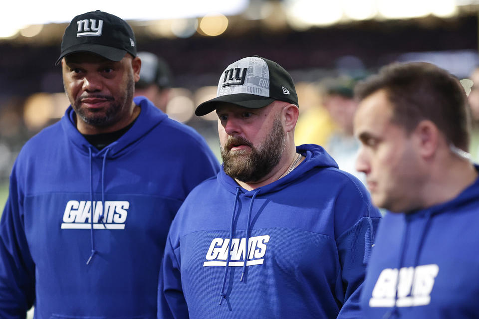 NEW ORLEANS, LOUISIANA – DECEMBER 17: Head coach Brian Daboll of the New York Giants reacts during the game against the New Orleans Saints at Caesars Superdome on December 17, 2023 in New Orleans, Louisiana. (Photo by Chris Graythen/Getty Images)