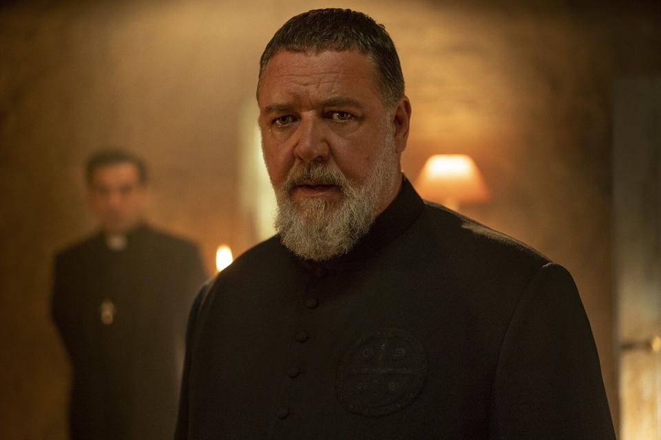 Father Gabriele Amorth (Russell Crowe) in Screen Gems’ THE POPE’S EXORCIST